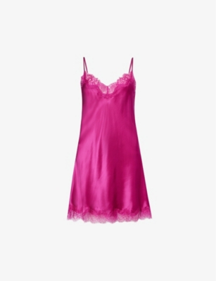 SAINTED SISTERS: Scarlett lace-trim silk chemise