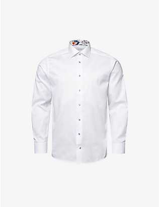 ETON: Signature floral-print slim-fit organic cotton-twill shirt