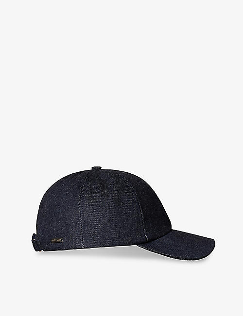 ETON: Logo-plaque curved-visor denim baseball cap