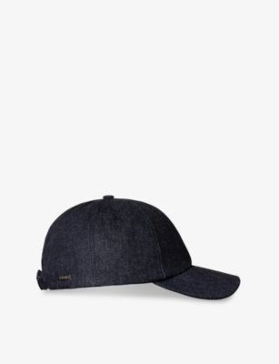 Eton Mens Navy Blue Logo-plaque Curved-visor Denim Baseball Cap