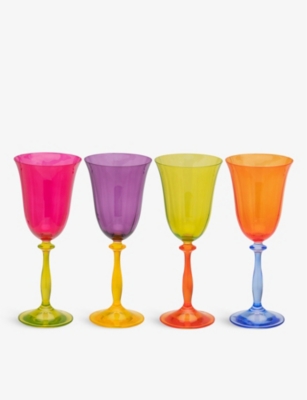Anna + Nina Wine Glass Set Of Four 21cm In Multicolor