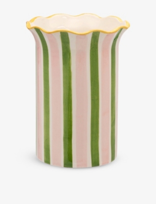 ANNA + NINA: Ribbon stripe-pattern earthenware vase 21cm