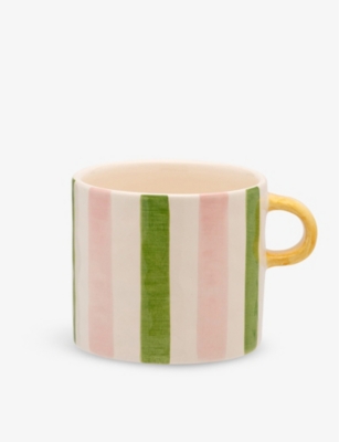 ANNA + NINA: Ribbon striped earthenware mug 13cm
