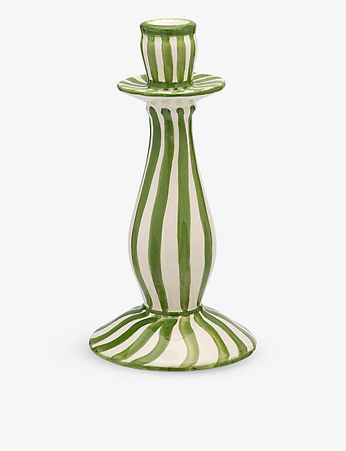 ANNA + NINA: Unity stripe-pattern earthenware candle holder 23cm