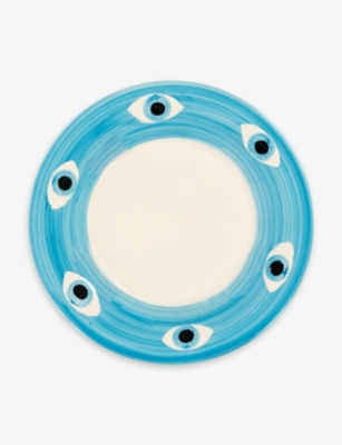 Anna + Nina Spirit Eye-pattern Earthenware Breakfast Plate 22cm In Blue