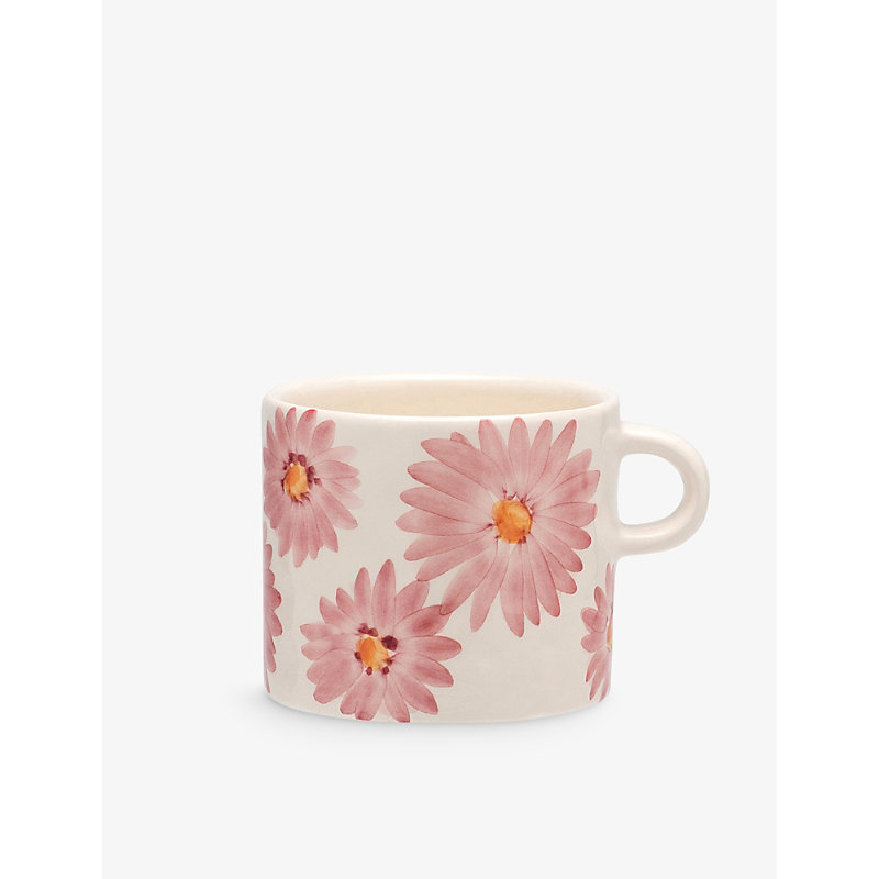 Anna + Nina Rosegarden Floral-pattern Earthenware Mug 13cm In Pink