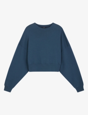 Soeur Womens Slate Blue Willow Cropped Cotton Sweatshirt In Blue