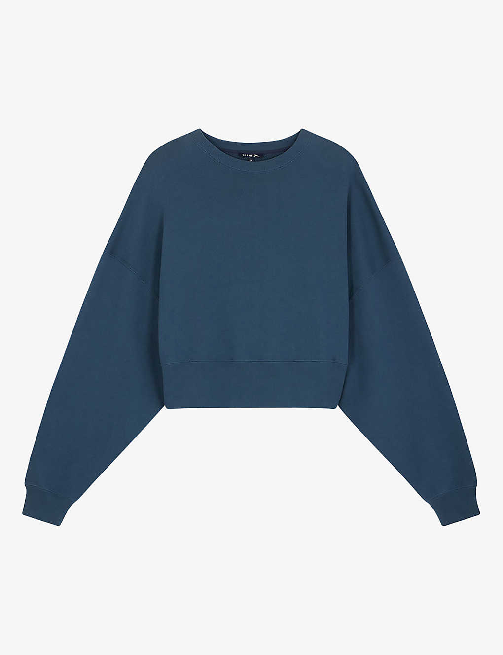 Shop Soeur Women's Slate Blue Willow Cropped Cotton Sweatshirt