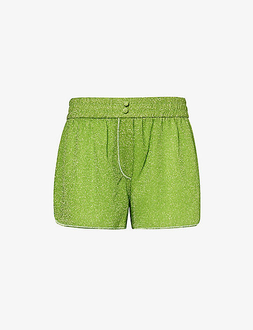 OSEREE: Lumière metallic high-rise woven shorts