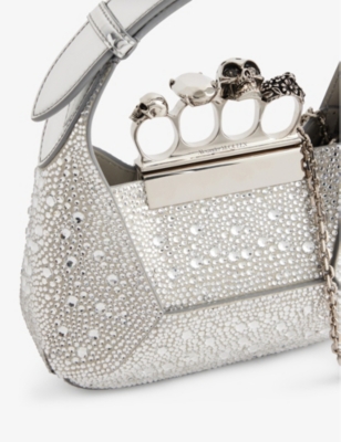 Shop Alexander Mcqueen Jewelled Hobo Crystal-embellished Mini Bag