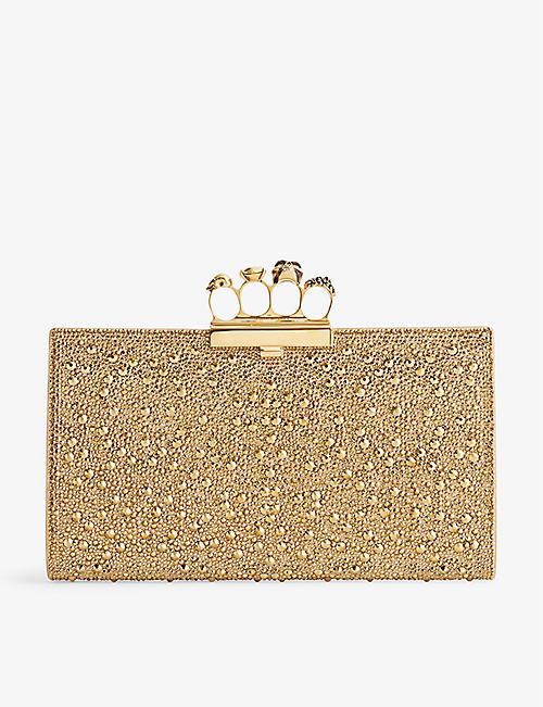 ALEXANDER MCQUEEN: Jewelled crystal-embellished leather clutch bag
