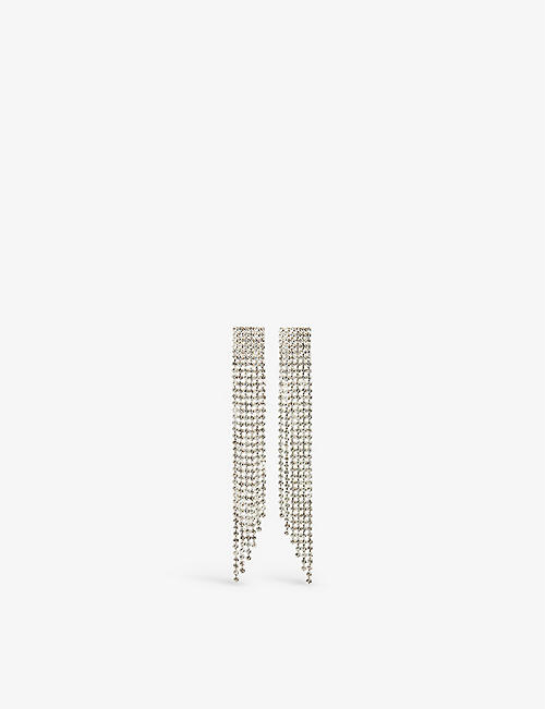 CRYSTAL HAZE: NYC silver-plated brass and zirconia drop earrings