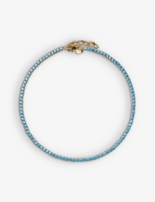 Crystal Haze Serena Rainbow 18ct Yellow Gold-plated Brass And Zirconia Necklace In Blue