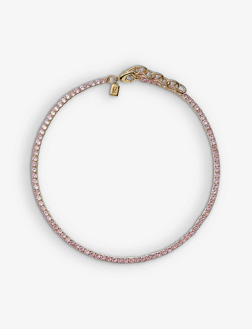 Crystal Haze Serena Rainbow 18ct Yellow Gold-plated Brass And Zirconia Necklace In Bubblegum Pink
