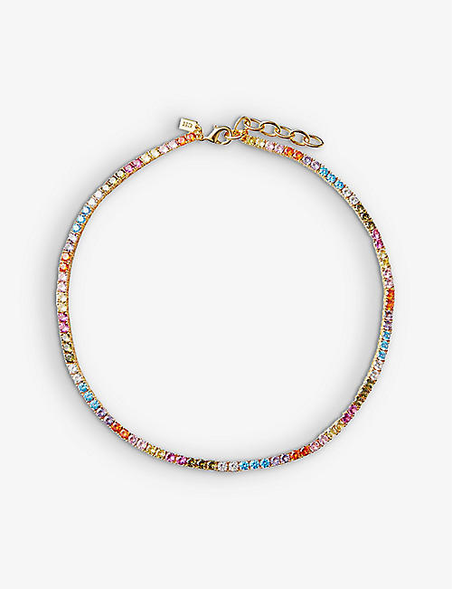 CRYSTAL HAZE: Serena rainbow 18ct yellow gold-plated brass and zirconia necklace
