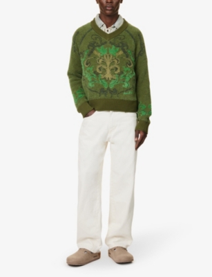 Shop House Of Sunny Men's Green Prince Fuzzy-knit Cotton-blend Jumper