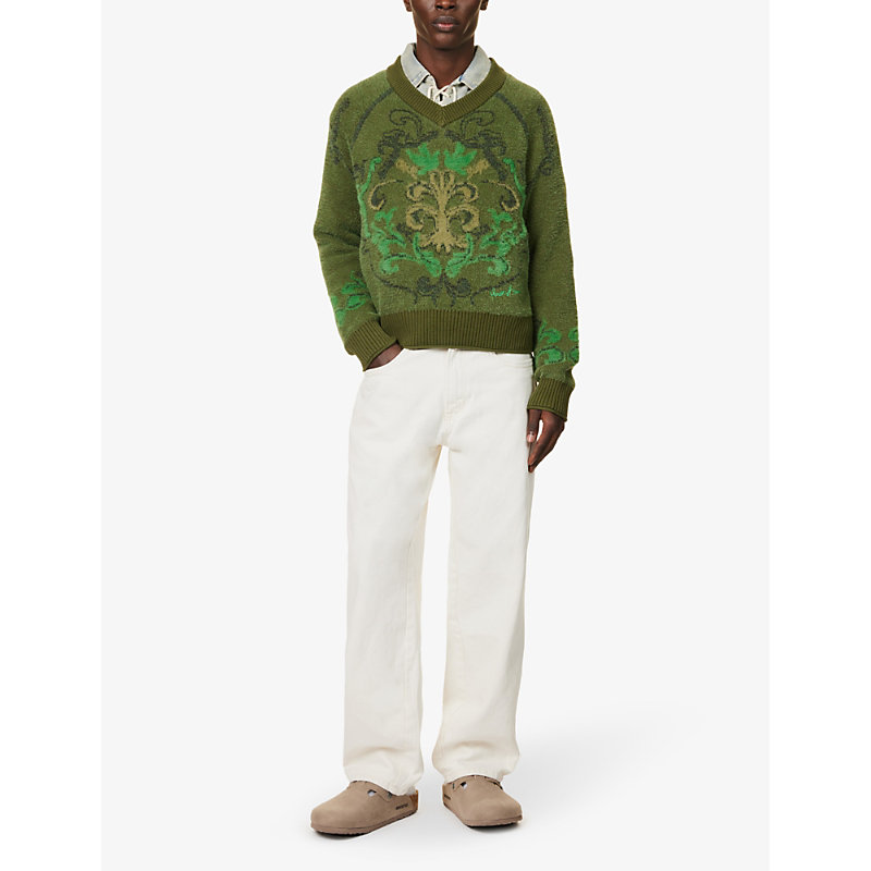 Shop House Of Sunny Men's Green Prince Fuzzy-knit Cotton-blend Jumper