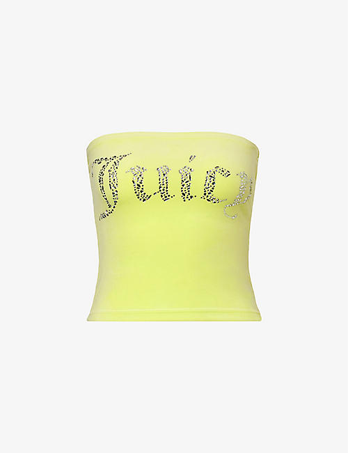 JUICY COUTURE: Rhinestone-embellished slim-fit velour top