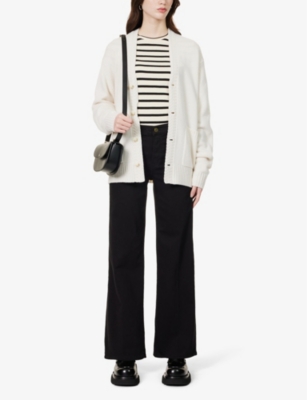 FRAME: Slim Palazzo wide-leg high-rise stretch denim-blend jeans