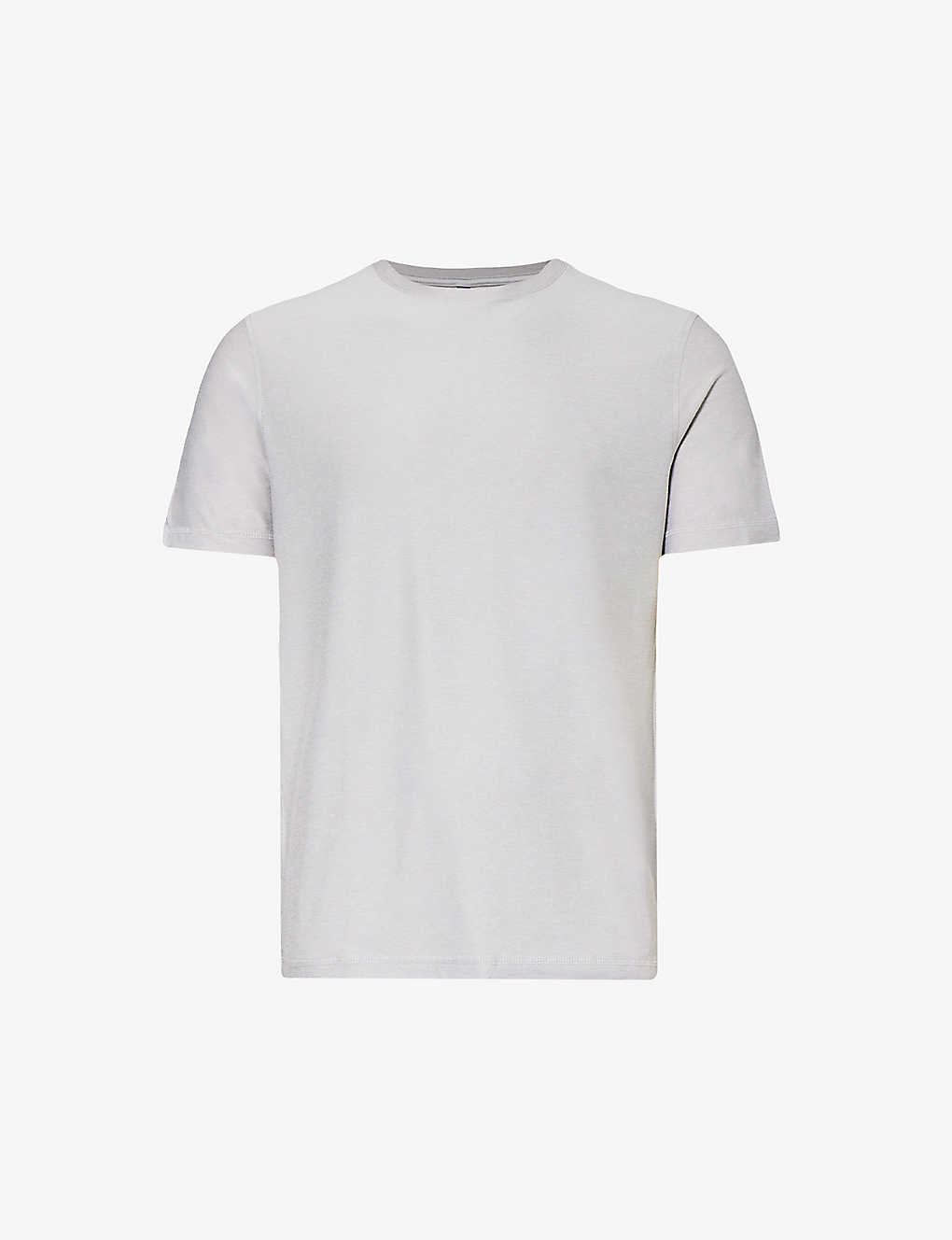Vuori Mens Platinum Heather Strato Tech Brand-patch Stretch-jersey T-shirt