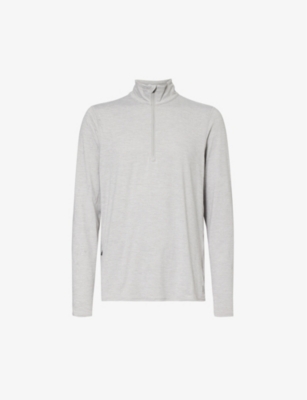 Shop Vuori Mens Light Heather Grey Ease Half-zip Relaxed-fit Stretch-woven Sweatshirt