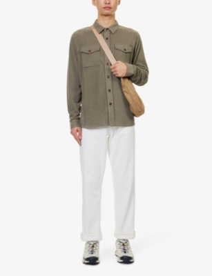Shop Vuori Men's Greige Heather Aspen Brand-patch Recycled-polyester Shirt In Grey