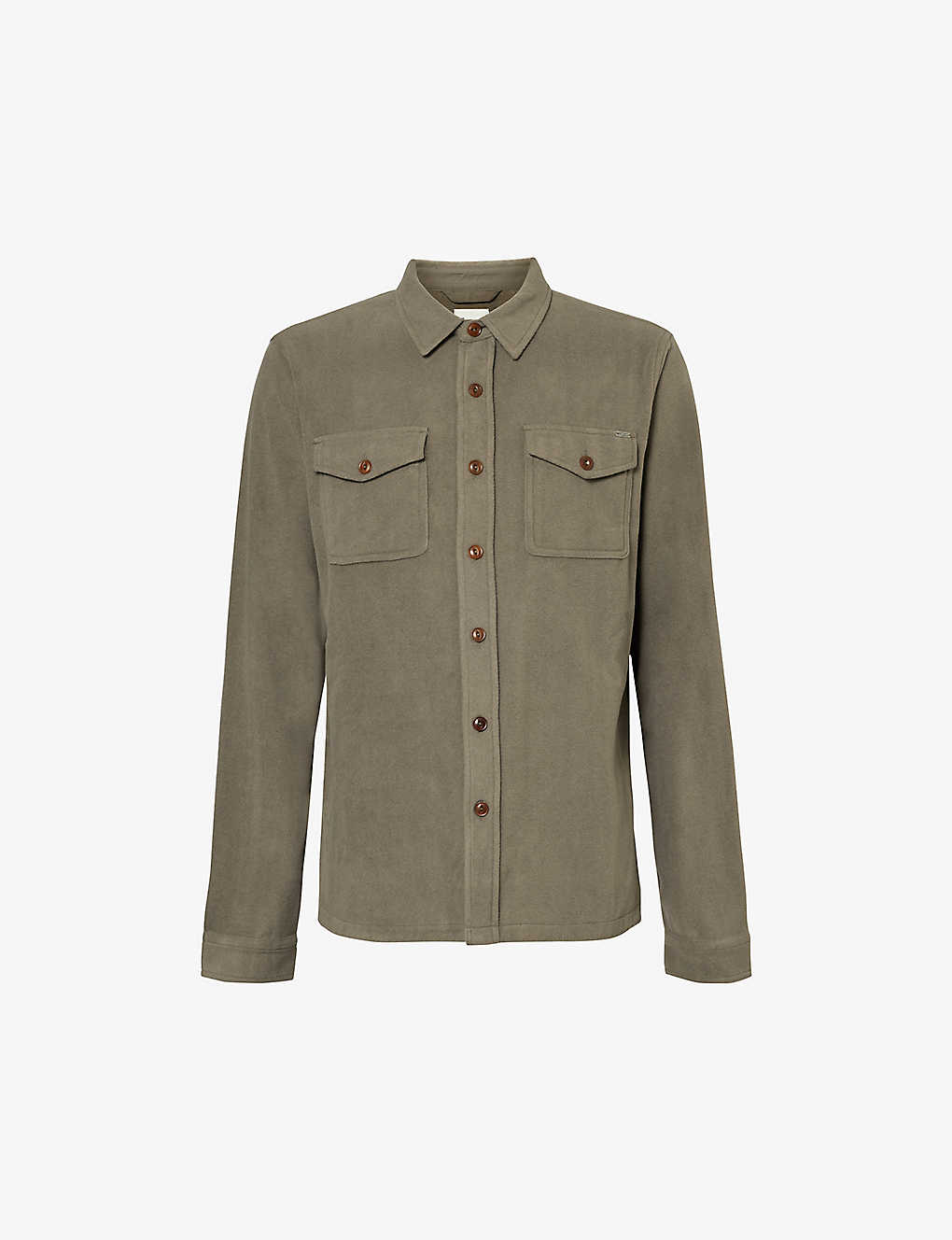 Vuori Mens Greige Heather Aspen Brand-patch Recycled-polyester Shirt In Grey