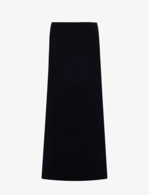 Maria Mcmanus Womens Black Ribbed Split-hem Knitted Midi Skirt