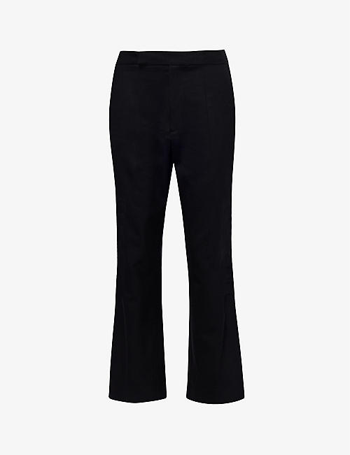 MARIA MCMANUS: Cropped pressed-crease straight-leg high-rise stretch-wool trousers