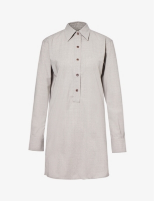 Maria Mcmanus Womens Lt Heather Grey Button-front Wool Mini Dress