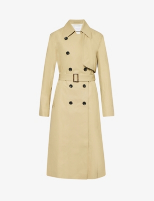 Maria Mcmanus Womens Beige Collared Double-breasted Regular-fit Organic Cotton Coat