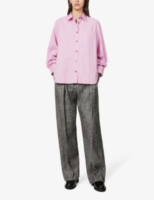 Shop Maria Mcmanus Women's Peony Double-pleated Oversized-fit Organic Cotton Shirt In Pink