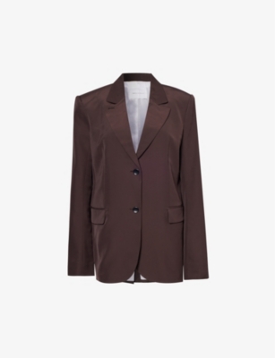 Shop Maria Mcmanus Women's Chocolate Single-breasted Notched-lapel Woven Jacket