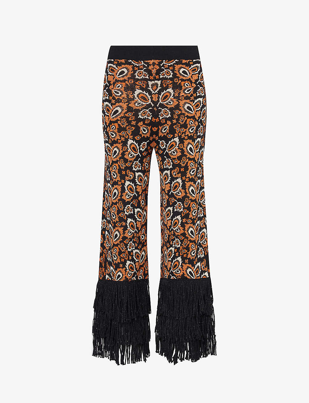 Lukhanyo Mdingi Fringed Metallic Jacquard-knit Wide-leg Pants In Multi-coloured