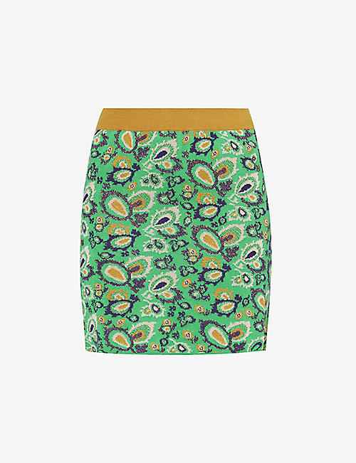 LUKHANYO MDINGI: Giselle abstract-pattern knitted mini skirt