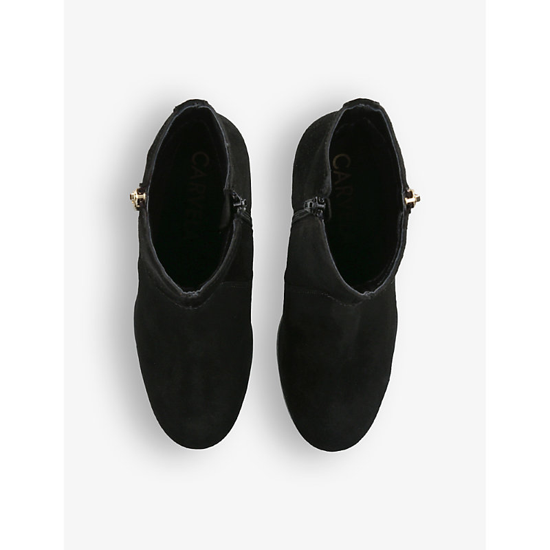 Shop Carvela Women's Black Verity Wedge-heel Suede Ankle Boots