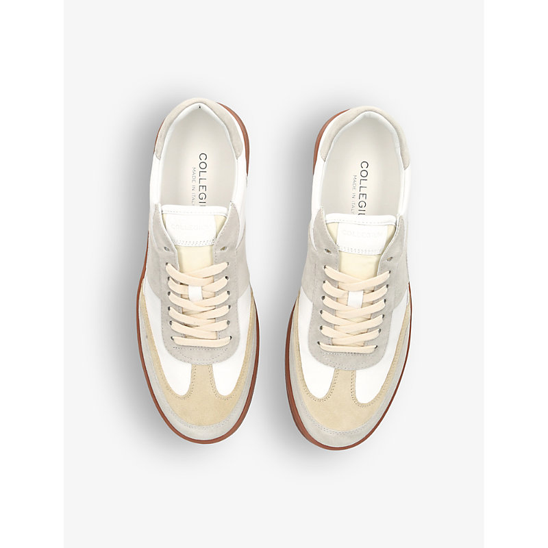 Shop Collegium Mens White/oth Pillar Court Ii Leather Low-top Trainers