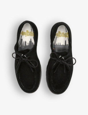 Shop Collegium Men's Black Pillar Moc Toe Contrast-stitched Suede Derby Shoes