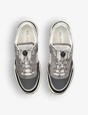 Shop Collegium Men's Grey Mixed Pillar Trail Contrast-panel Leather And Suede Low-top Trainers