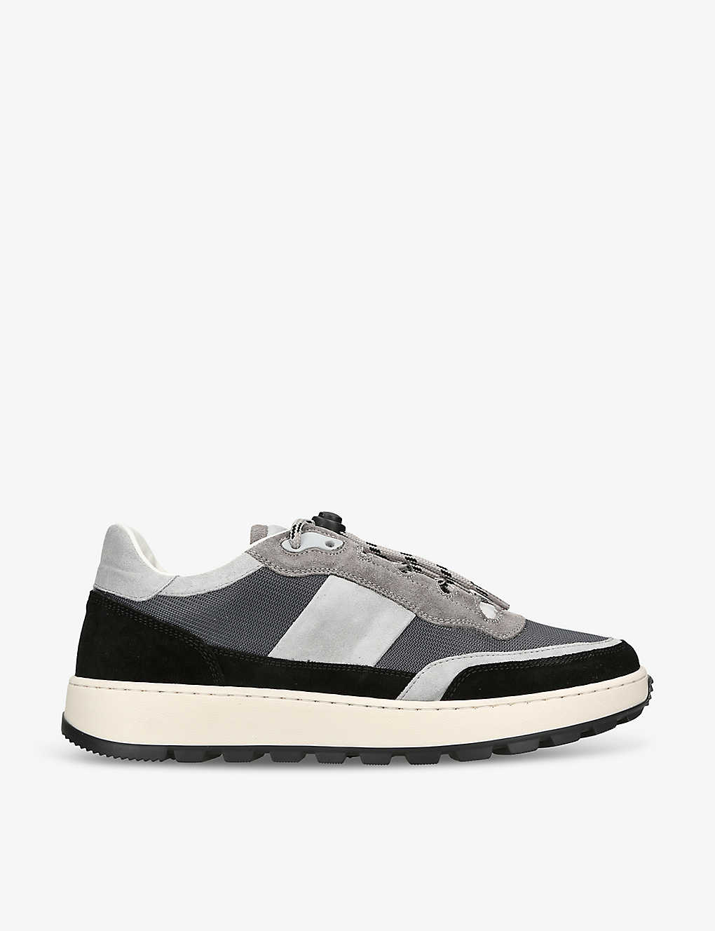 Collegium Mens Grey Mixed Pillar Trail Contrast-panel Leather And Suede Low-top Trainers