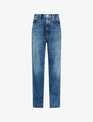 Allsaints Womens Dark Indigo Blake Regular-fit High-rise Jeans In Blue