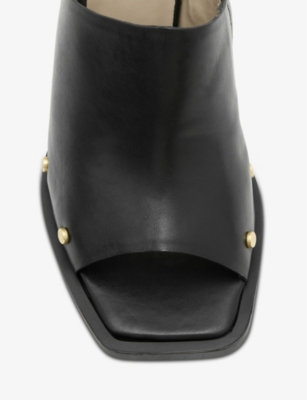 Shop Allsaints Women's Black Kelly Stud-embellished Heeled Leather Mules