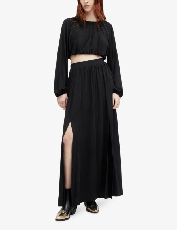 Casandra draped stretch-woven maxi skirt