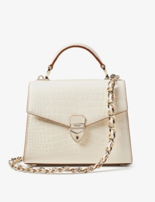 Aspinal Of London Womens Ivory Mayfair Croc-effect Leather Top-handle Bag