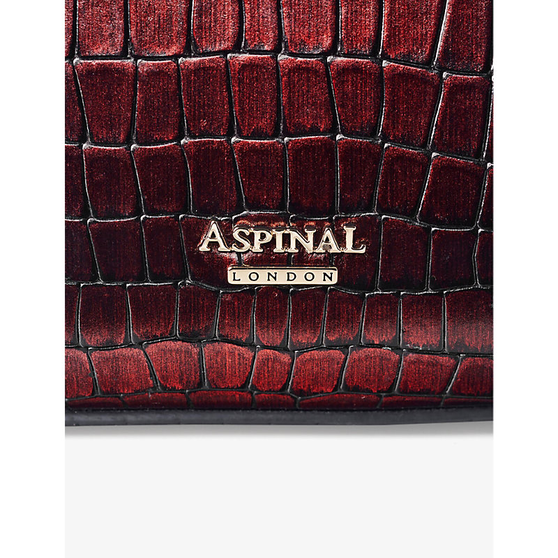 Shop Aspinal Of London Women's Black Mayfair 2 Midi Croc-effect Leather Top-handle Bag