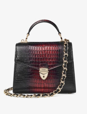 Aspinal Of London Womens Black Mayfair 2 Midi Croc-effect Leather Top-handle Bag In Black