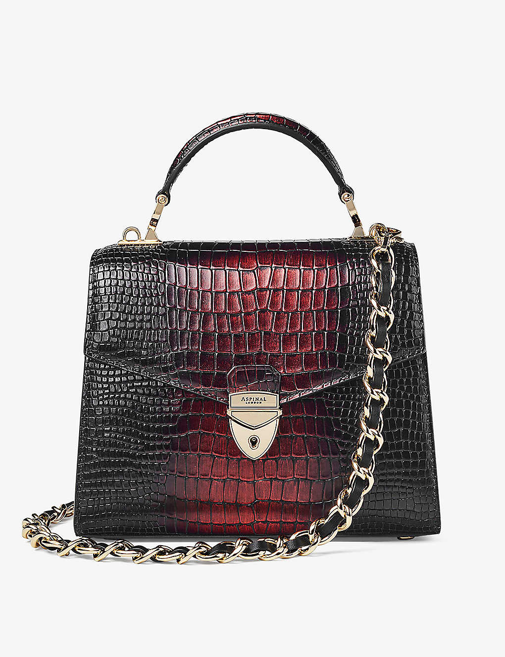 Aspinal Of London Womens Black Mayfair 2 Midi Croc-effect Leather Top-handle Bag