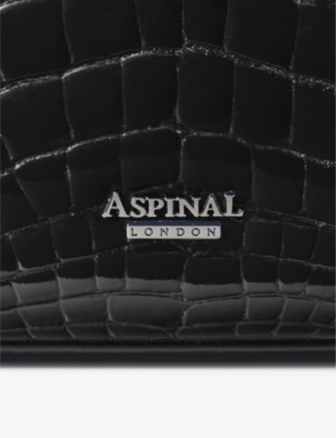 Aspinal Of London Womens Mayfair 2 Midi Croc-effect Leather Top-handle Bag Black In Black