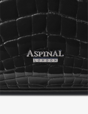 Shop Aspinal Of London Women's Black Mayfair 2 Midi Croc-effect Leather Top-handle Bag