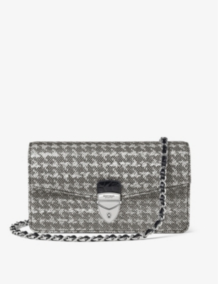ASPINAL OF LONDON: Mayfair 2 dogtooth leather clutch bag